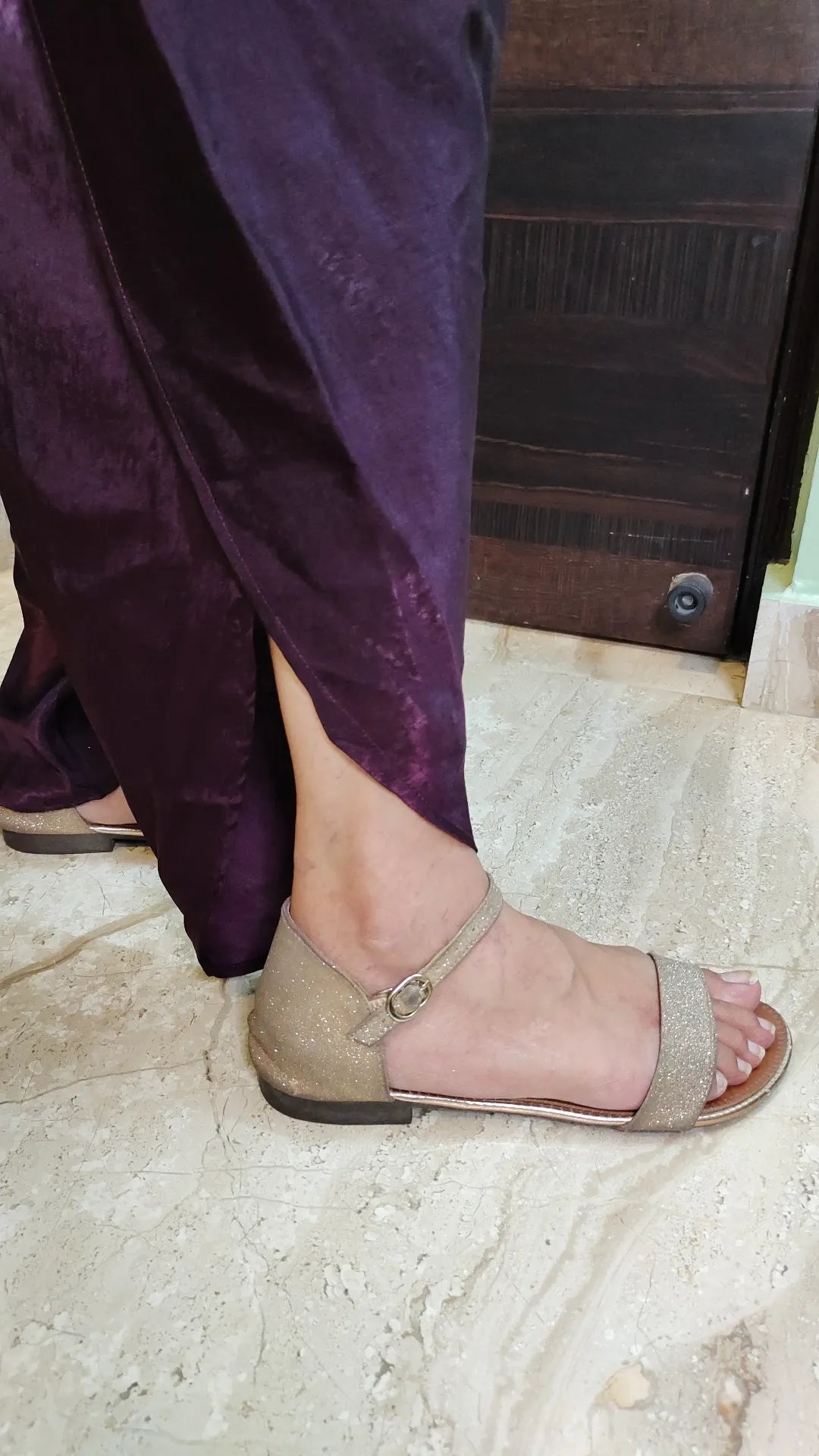 Wine Collar Embroidery with Tulip Pants High-Low Dress