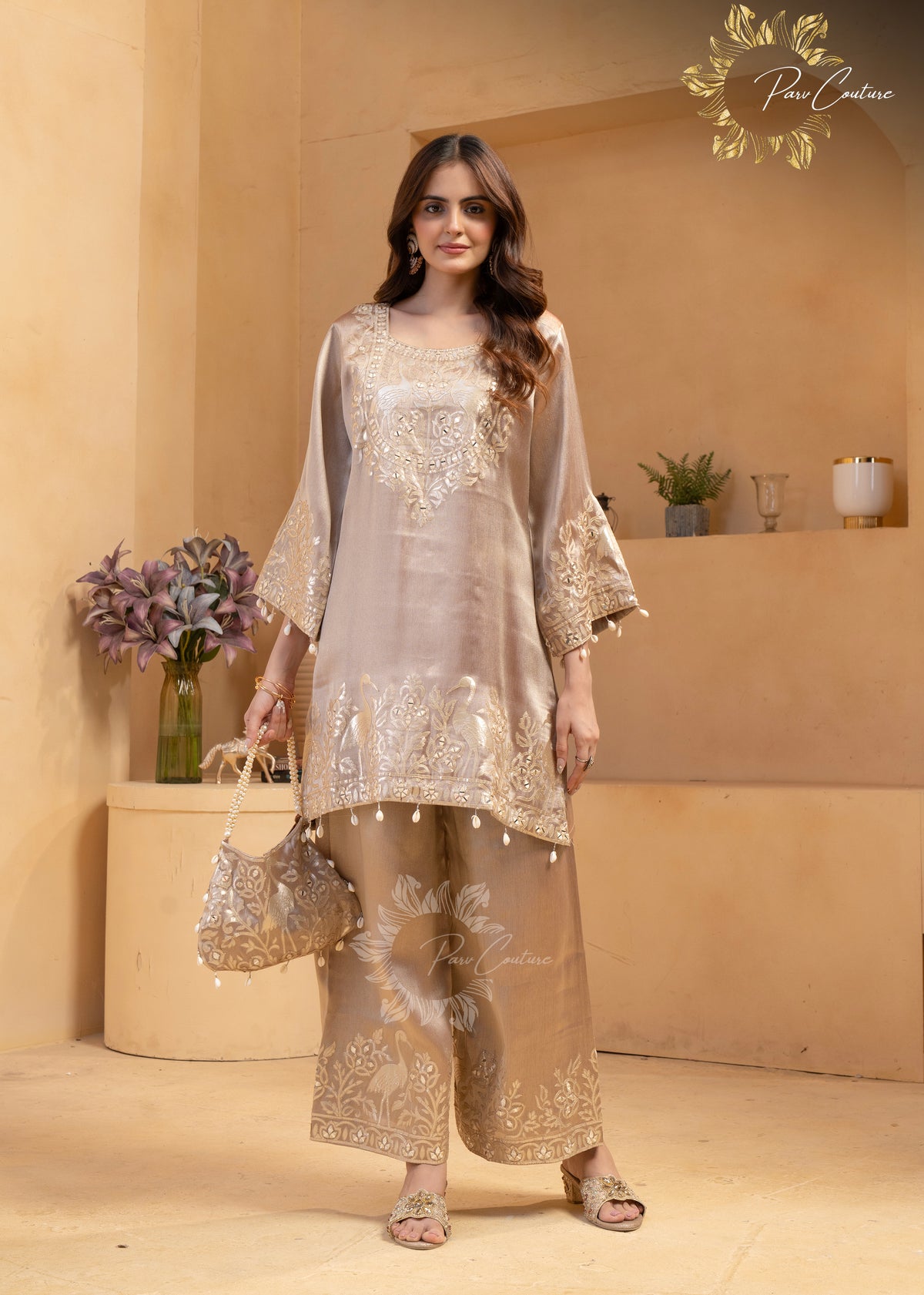 Shimmering Taupe Festive Co-ord Set