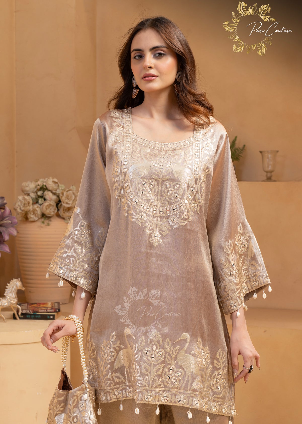 Shimmering Taupe Festive Co-ord Set