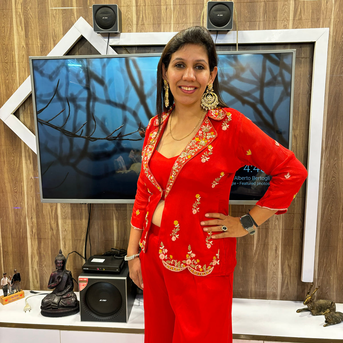 Ruby Essence Hand-Embroidered Co-ord Set