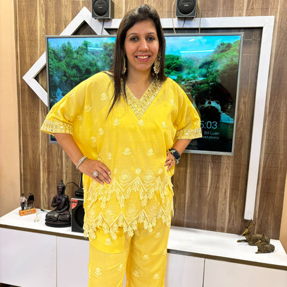 Lemon Dream Lace Kaftan Co-Ord Set