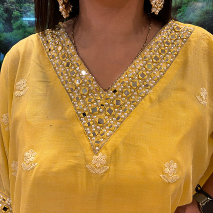 Lemon Dream Lace Kaftan Co-Ord Set