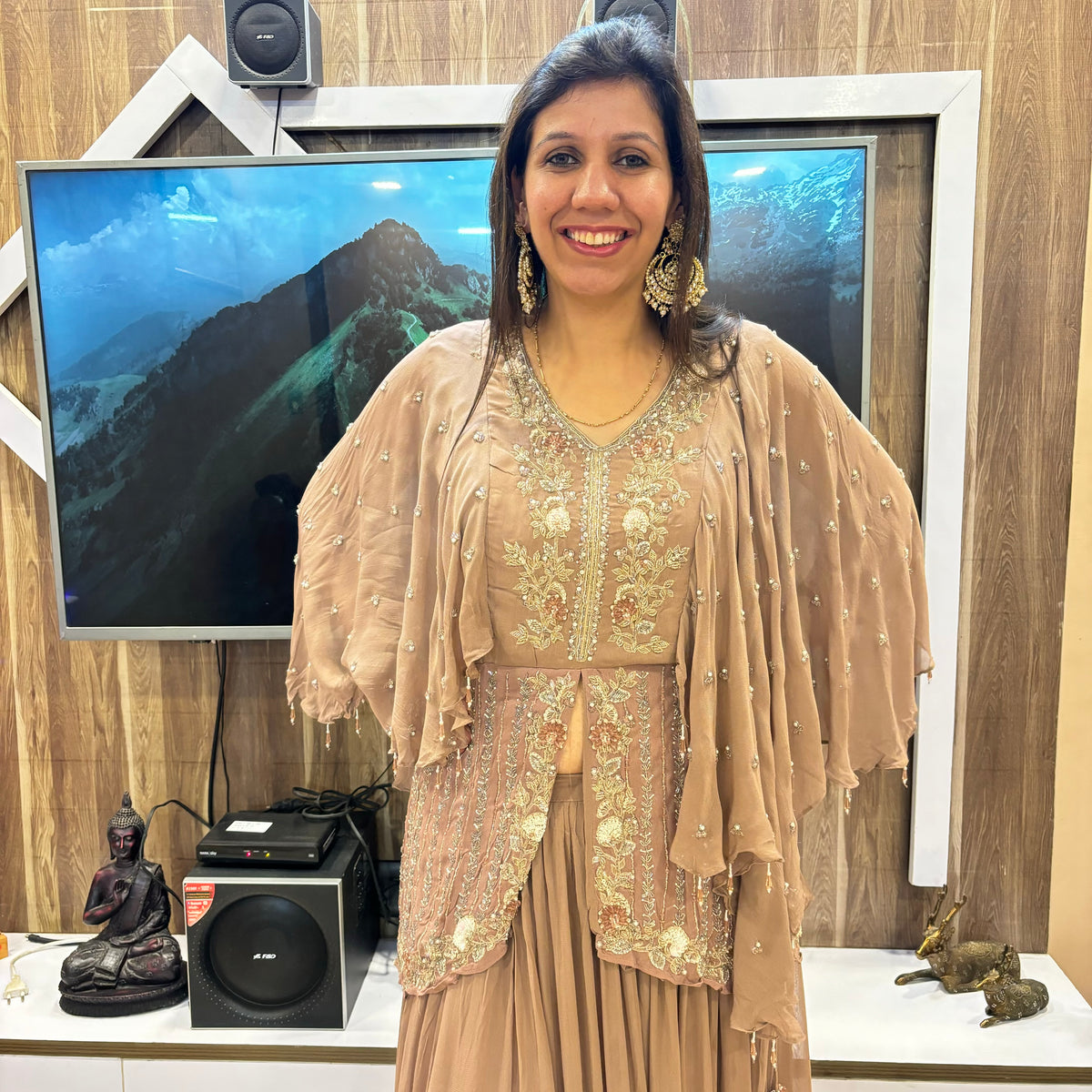Ethereal Charm: Flowing Skirt with Artisanal Embroidered Top