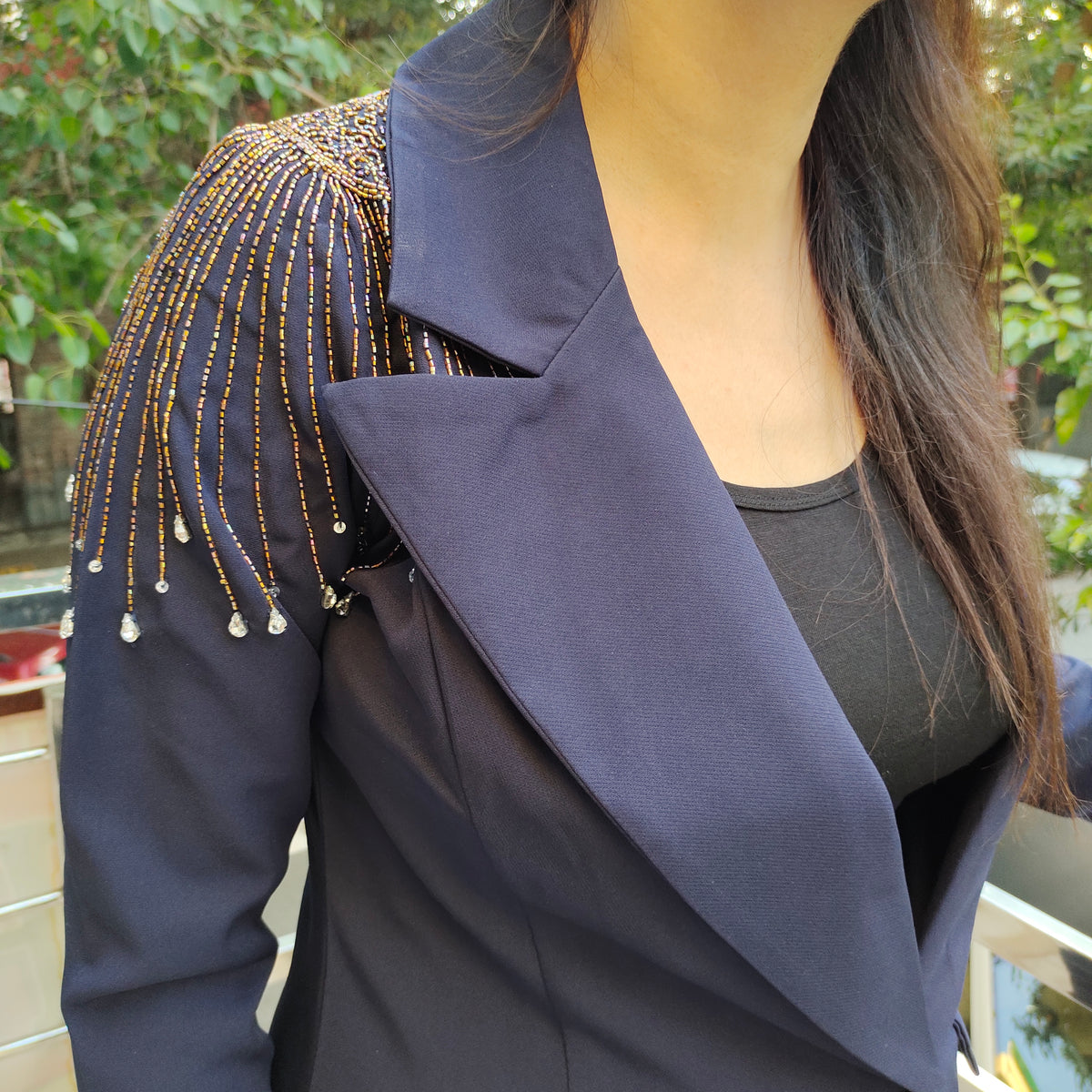 Glamourous Navy Blue Blazert Co-ord Set