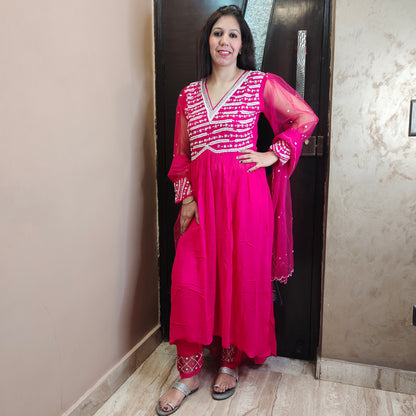 Alia Cut Embroidered High-low Anarkali Suit
