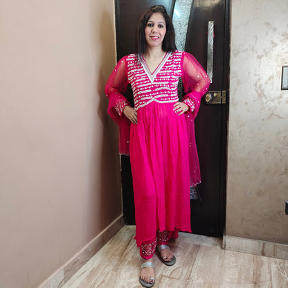Alia Cut Embroidered High-low Anarkali Suit