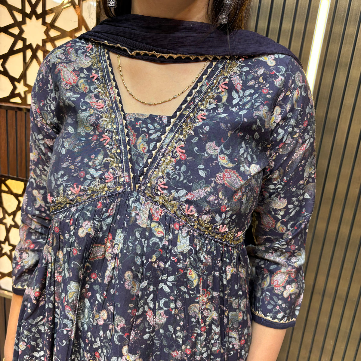 Twilight Bliss: Blue-Wine Nyra Suit Set