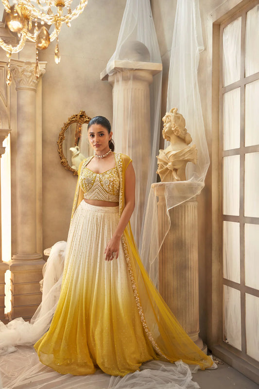 Golden Glow Ombre Lehenga Set